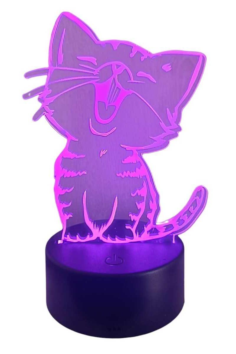 Lámpara Ilusión 3D Gatito 7 Colores-2