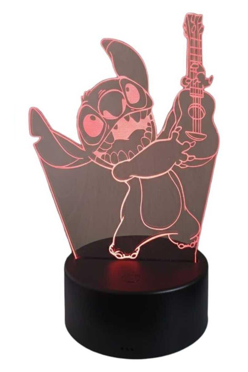 Lámpara Ilusión 3D Stich Ukelele 7 Colores-2