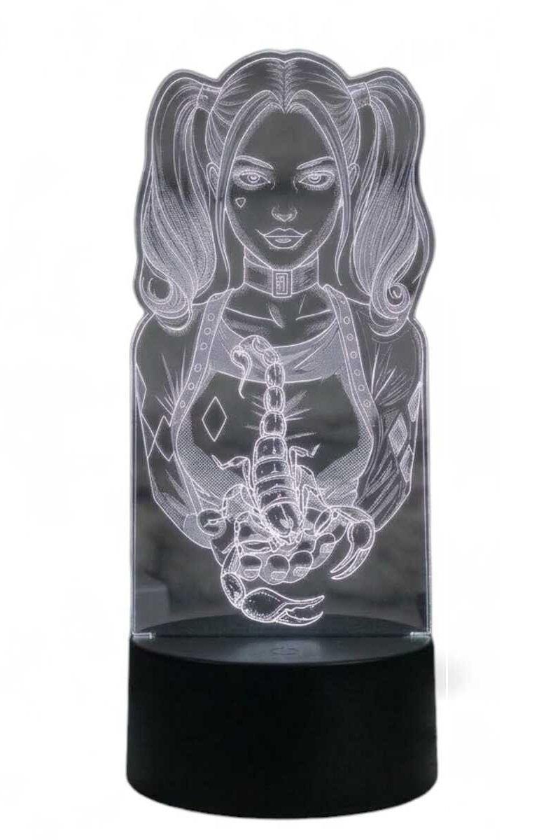 Lámpara Ilusión 3D Harley Quinn 7 Colores-2