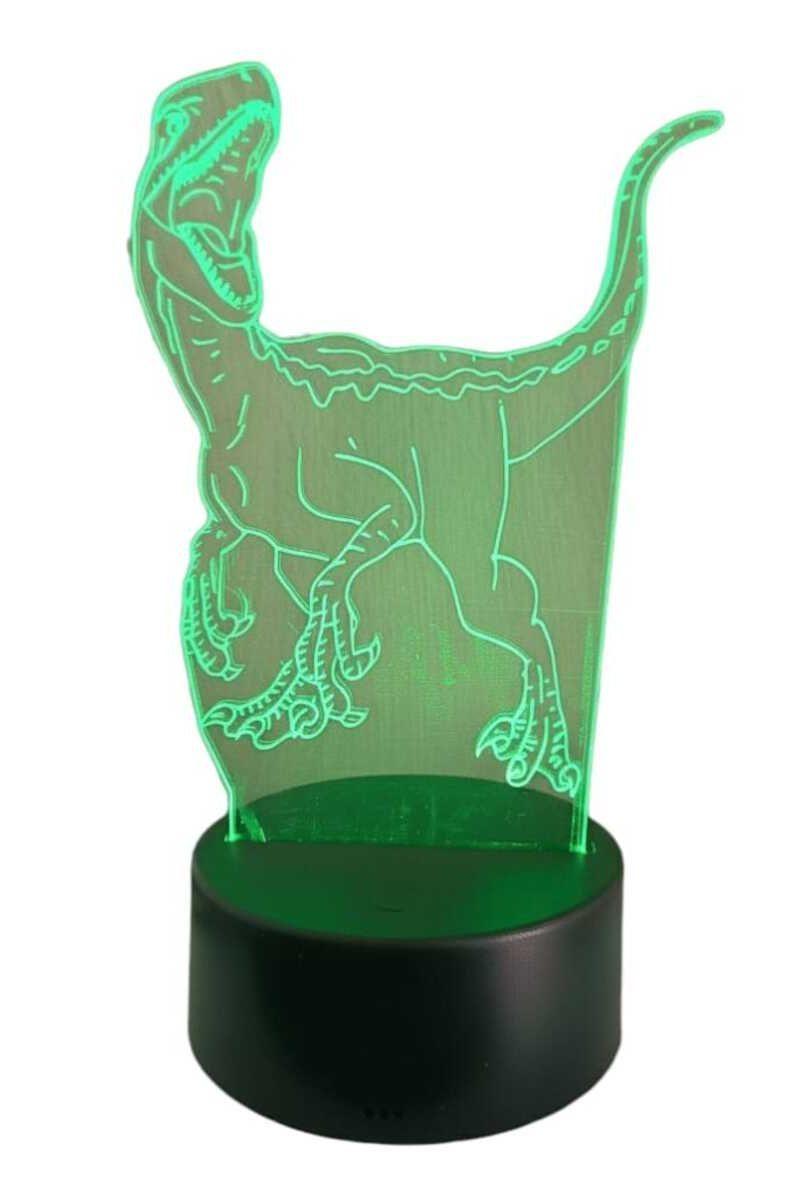 Lámpara Ilusión 3D Dino Velociraptor 7 Colores-2