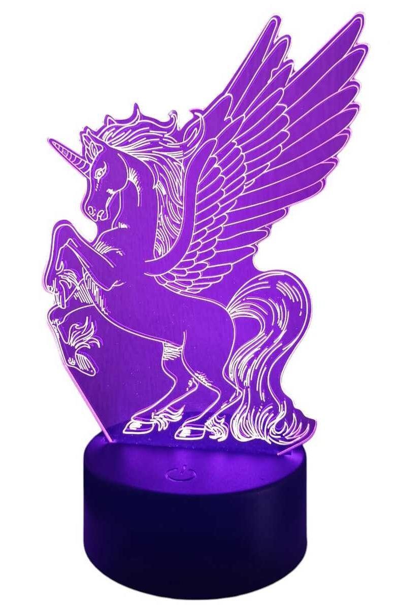 Lámpara Ilusión 3D Unicornio de Fantasía 7 Colores-2