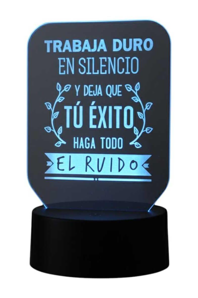 Lámpara Ilusión 3D Frase: Trabaja duro en silencio... 7 Colores-2
