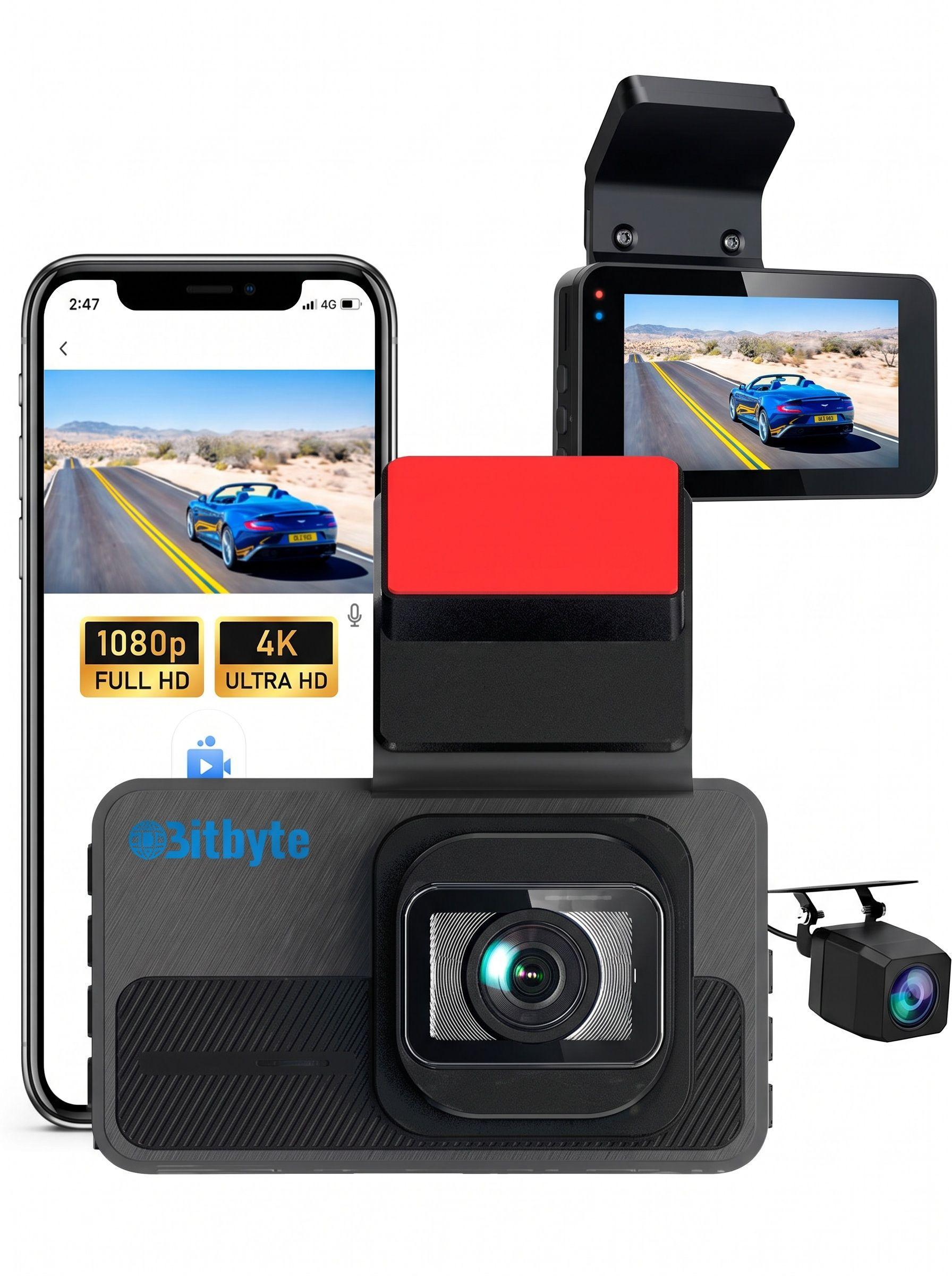 Camara para Auto Doble Dash Cam Bitbyte 4k Retroceso mas App-4