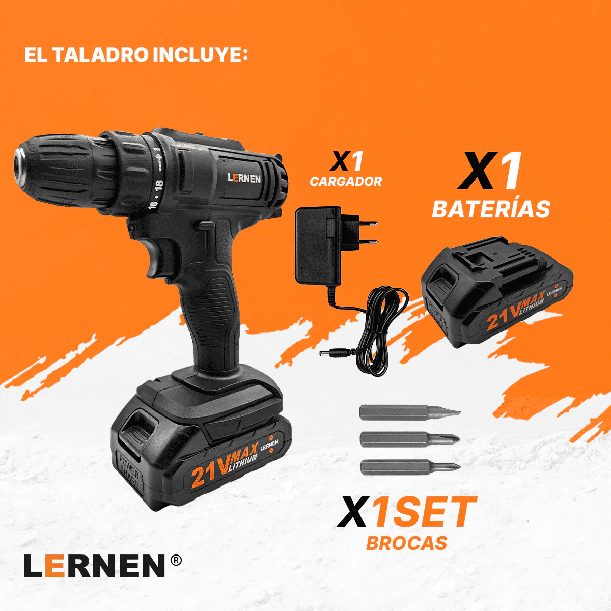 Taladro Destornillador Inal mbrico LERNEN 1 Bater a Acc-2