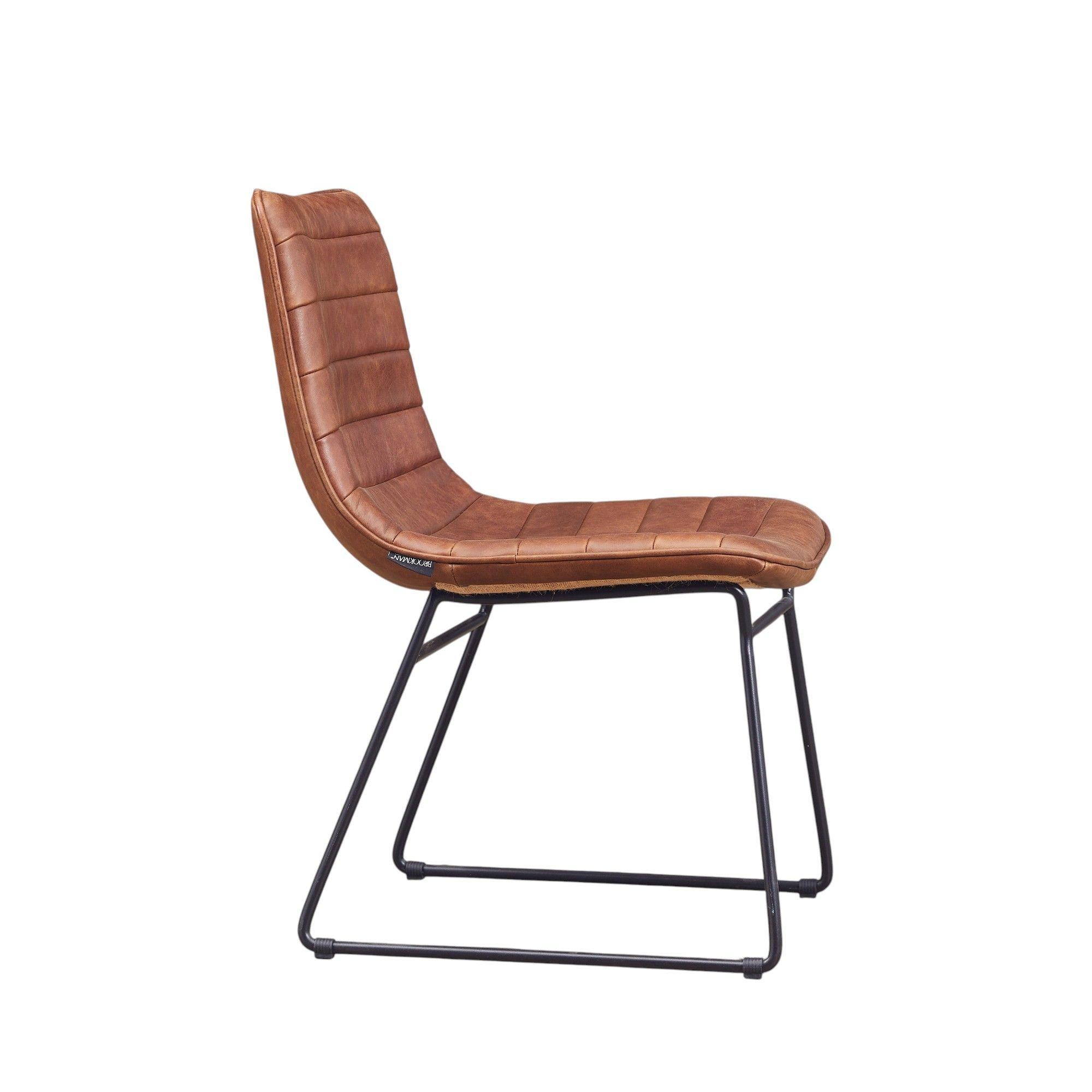 SILLA COMEDOR TORINO CUERO FULL GRAIN CAFE  CLARO ACERO SAND BLACK 45x63x80 CM-2