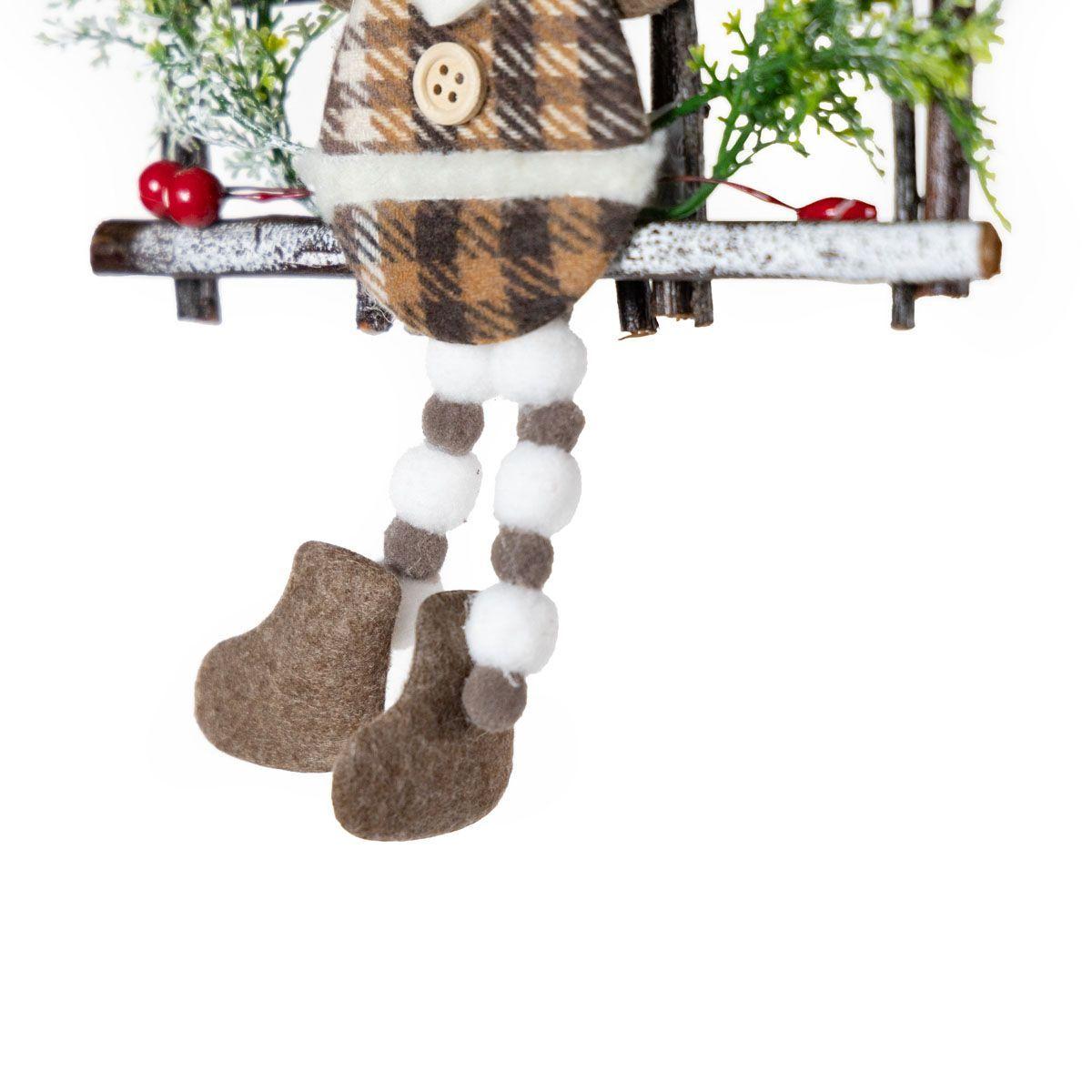 Adorno Navidad colgante Tío Sam en casa tela y rattan.-2