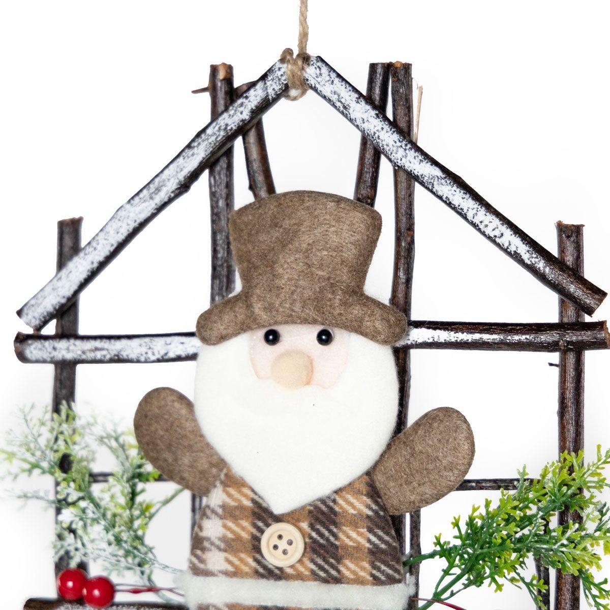 Adorno Navidad colgante Tío Sam en casa tela y rattan.-3