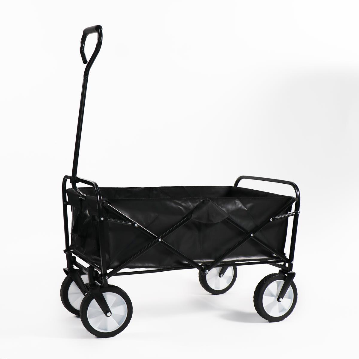 CARRO PLEGABLE DE ARRASTRE OUTDOOR CON RUEDAS NEGRO 90X50X65CM-2
