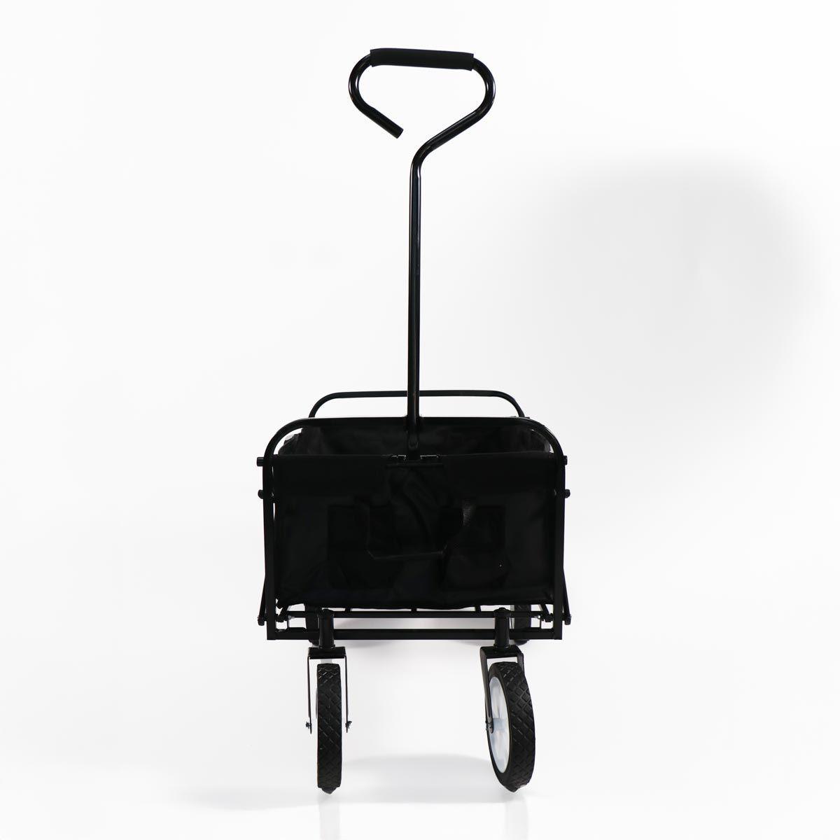 CARRO PLEGABLE DE ARRASTRE OUTDOOR CON RUEDAS NEGRO 90X50X65CM-5