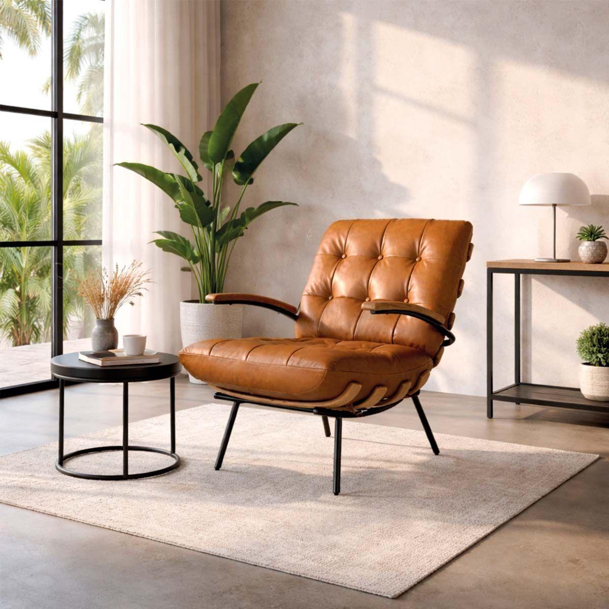 POLTRONA ARMONY CUERO FULL GRAIN CARAMELO 73 x 91 x 83 CM-1