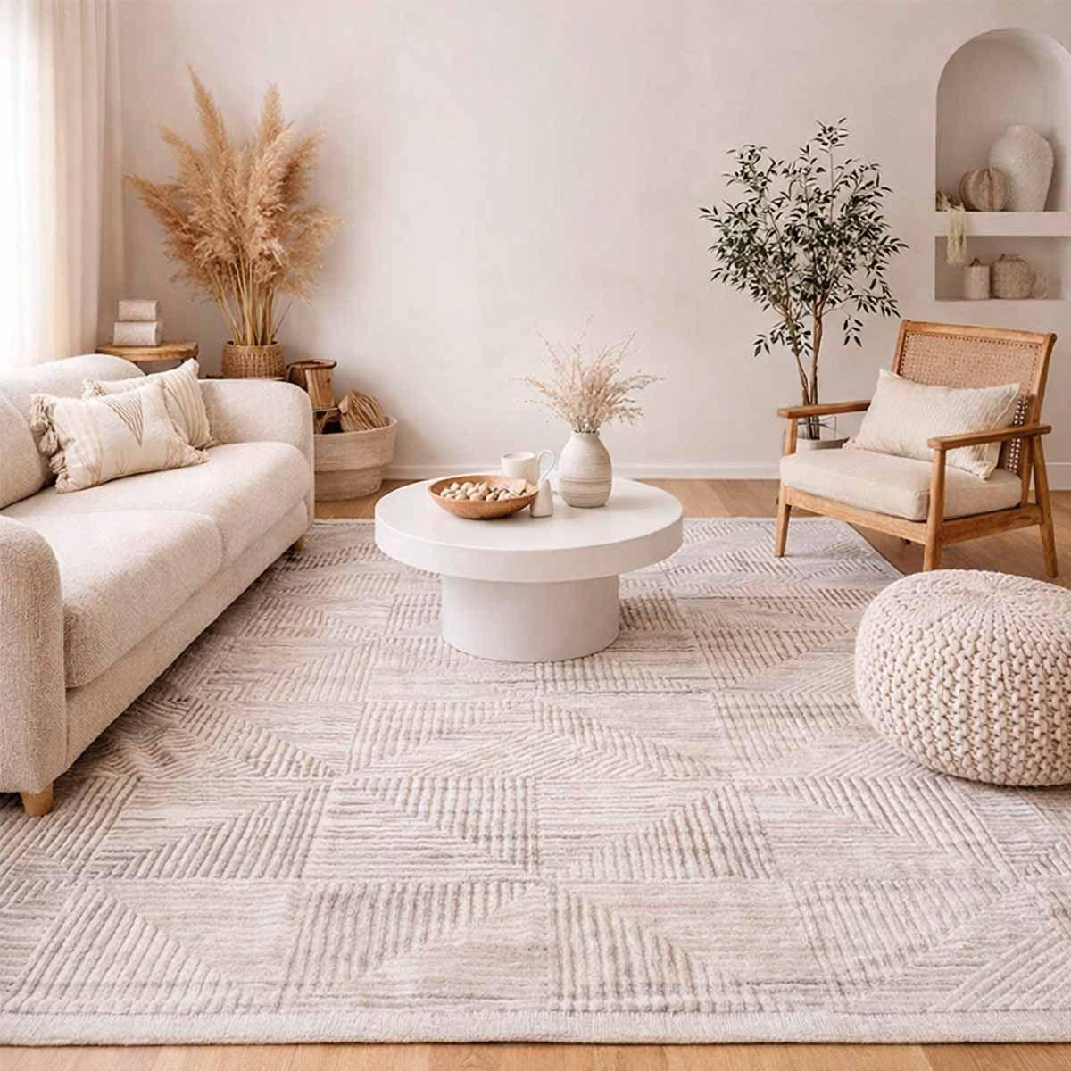 Alfombra Turca Vaivien Tornado Beige y Gris Rectangular de Poliéster 160 x 230 cm-3