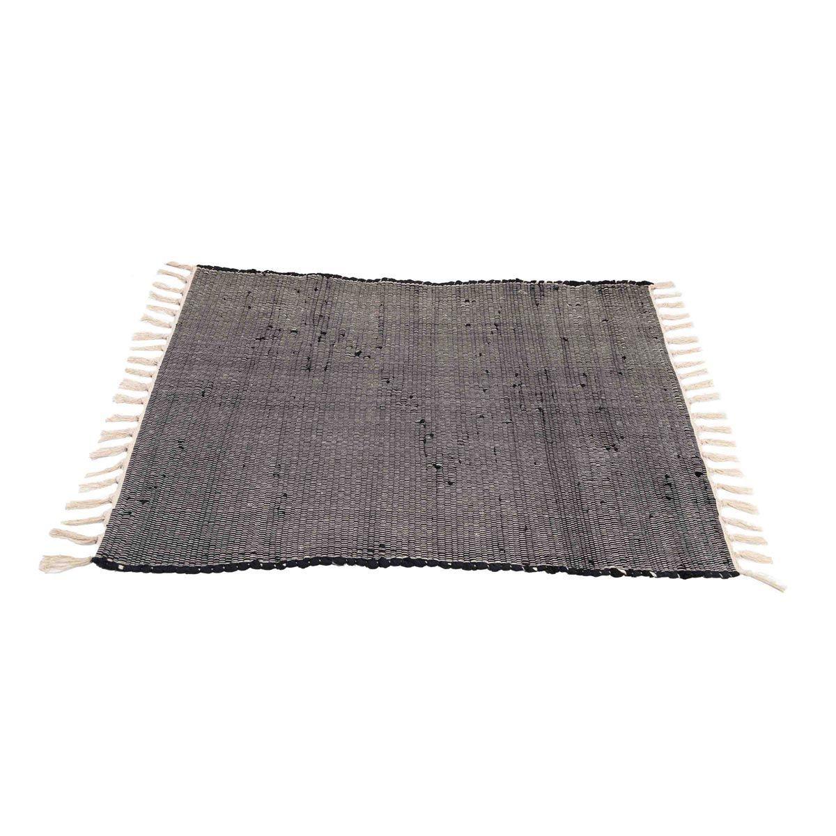 Bajada de cama Samarinda de yute y algodón negra 60x90cm-4