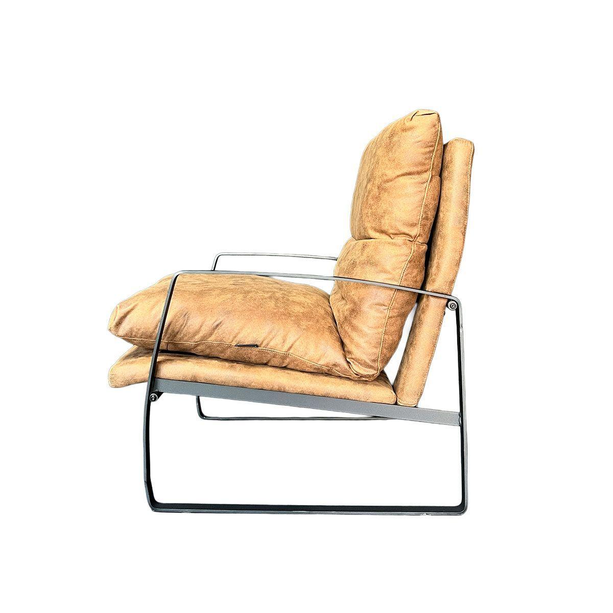 Poltrona Thomas Tela Caf Chocolate Estructura Met lica Negra-2