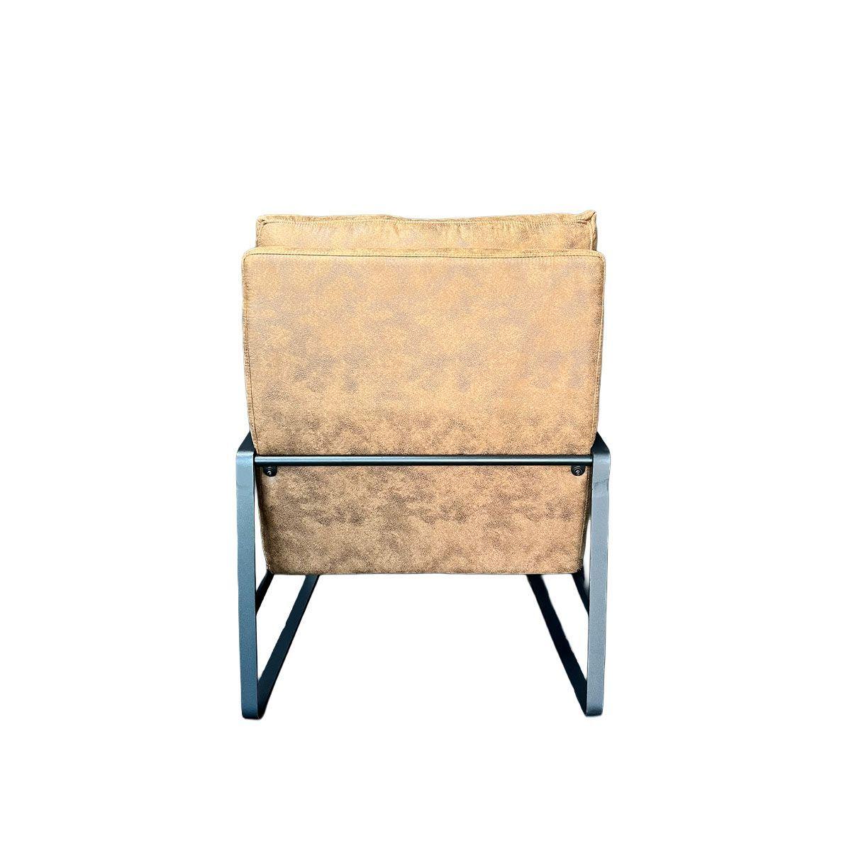 Poltrona Thomas Tela Caf Chocolate Estructura Met lica Negra-3