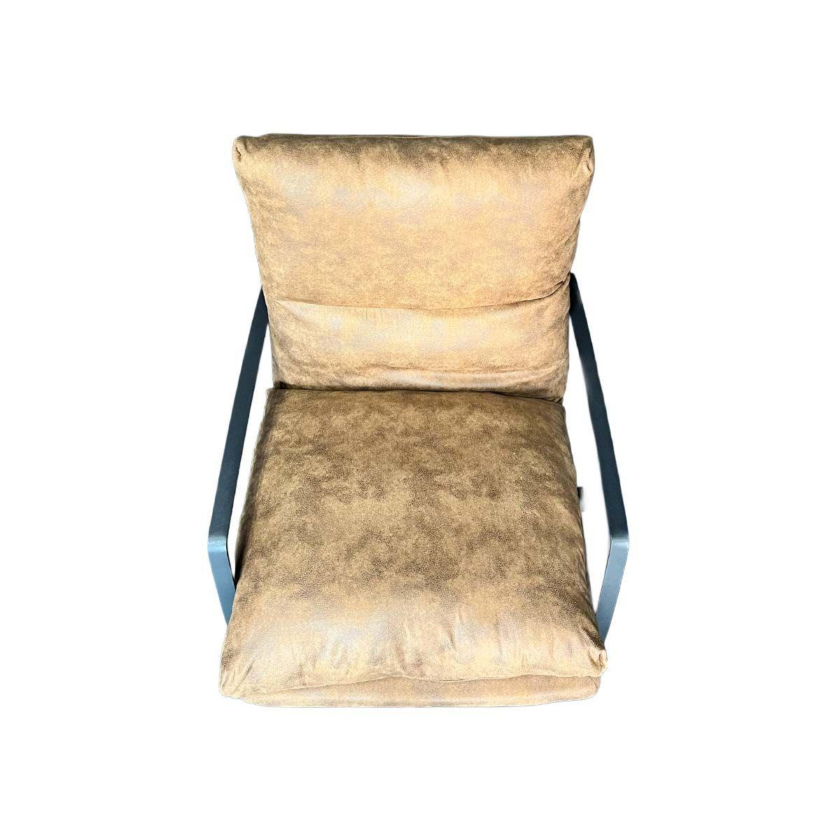 Poltrona Thomas Tela Caf Chocolate Estructura Met lica Negra-4