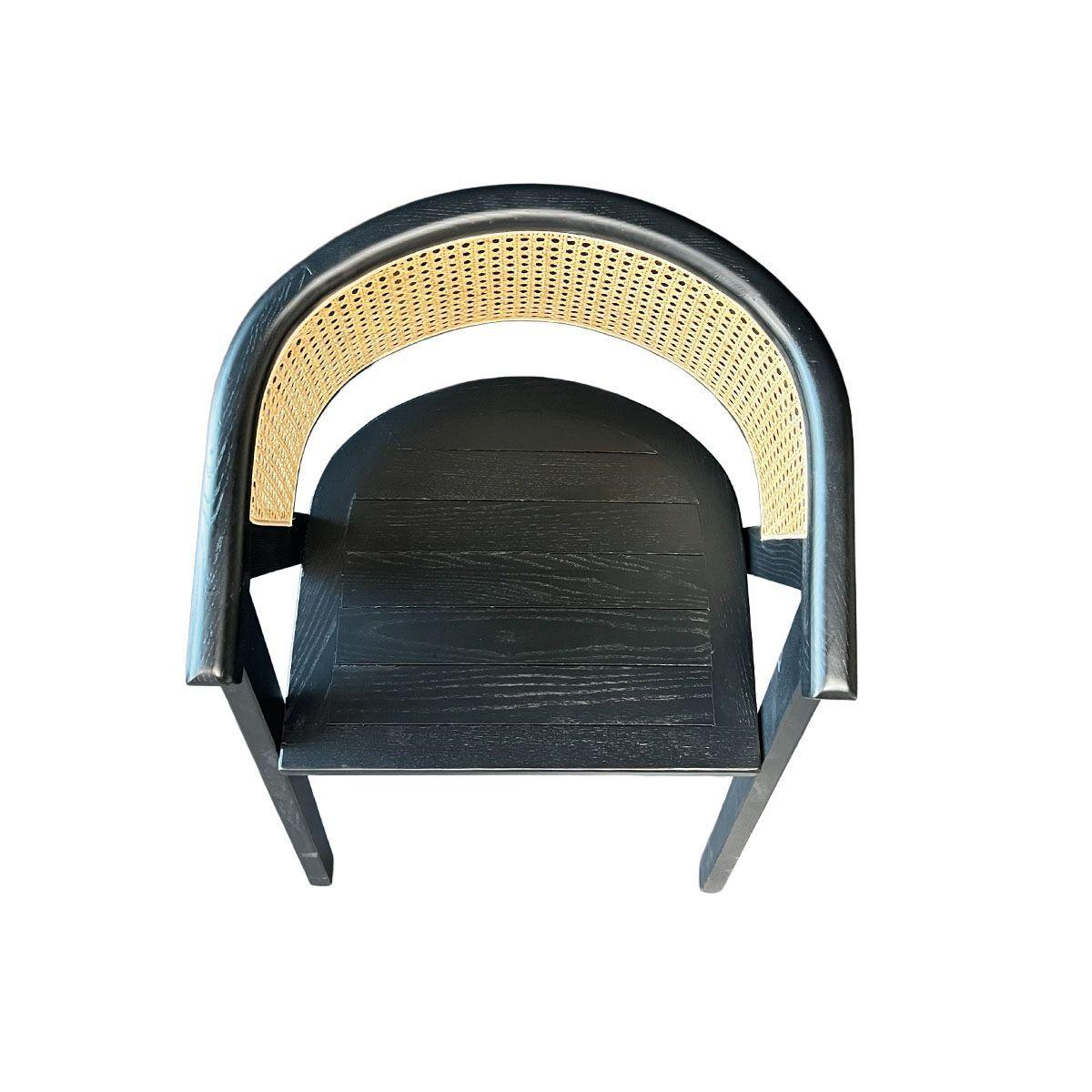 Silla Lenong Plus en Madera de Fresno Negra y Respaldo de Ratán Natural -5