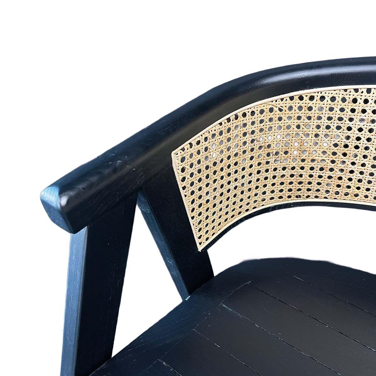 Silla Lenong Plus en Madera de Fresno Negra y Respaldo de Ratán Natural -6