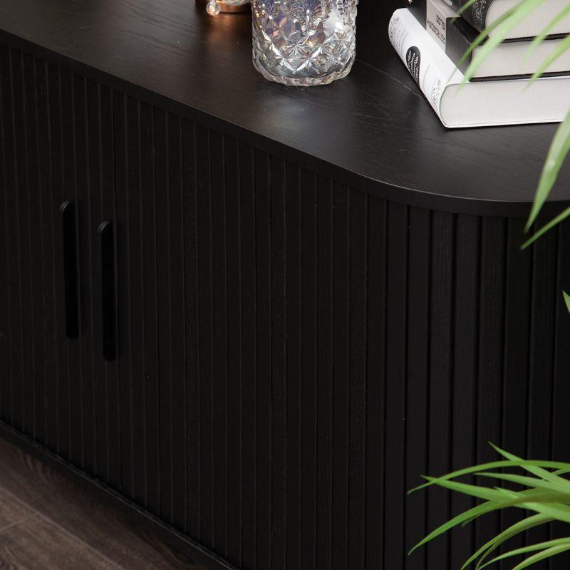 Rack Oslo Puerta De Corredera Madera De Roble Americano Color Negro 140 × 45 × 76 cm-3