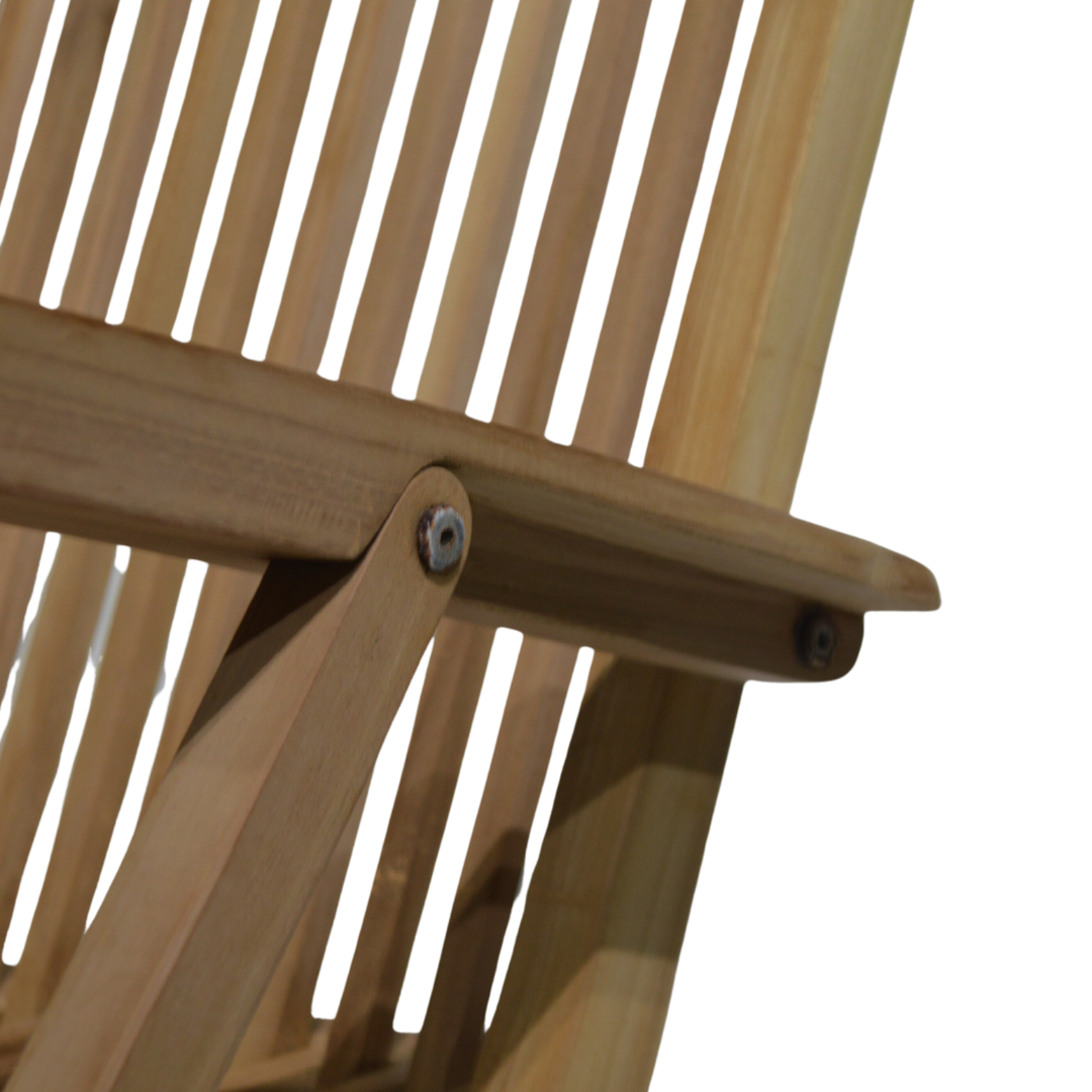 Silla Plegable Listada de teca Natural con apoyabrazos-4