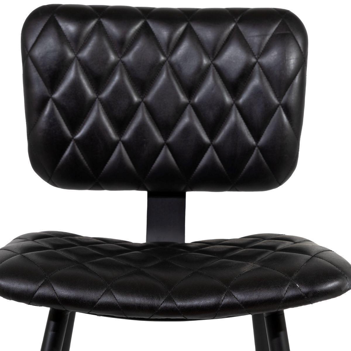 Silla Lisboa Cuero Natural Top Grain Negro 50x44x78 cm-2