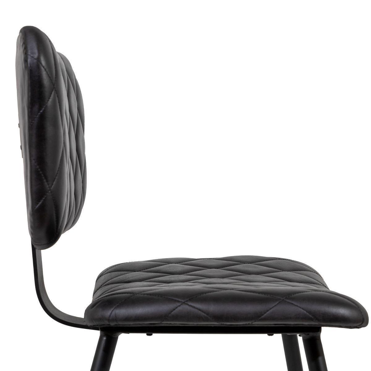 Silla Lisboa Cuero Natural Top Grain Negro 50x44x78 cm-3