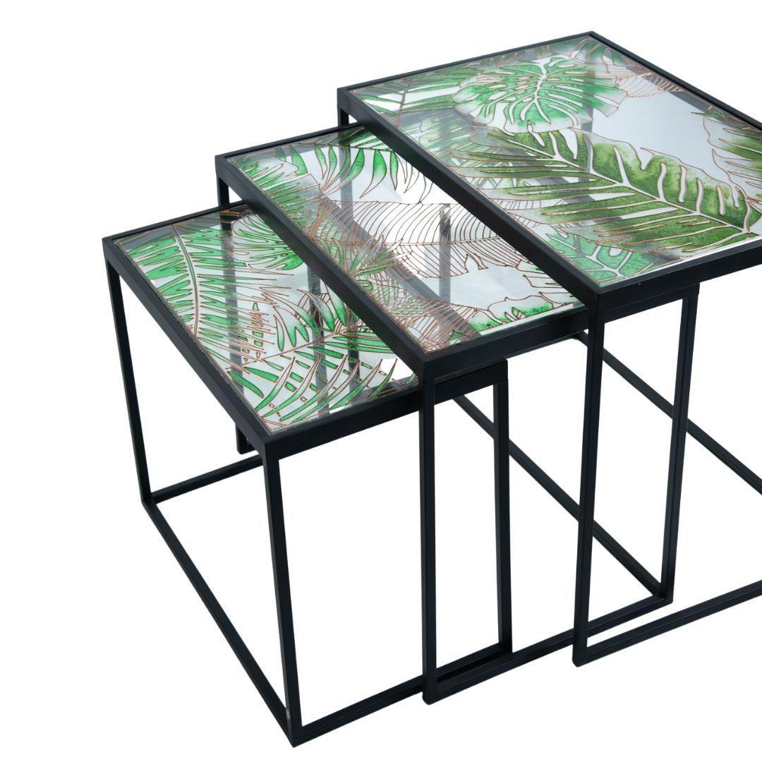 Set de 3 mesas superficie Floral 50x60x40cm-2