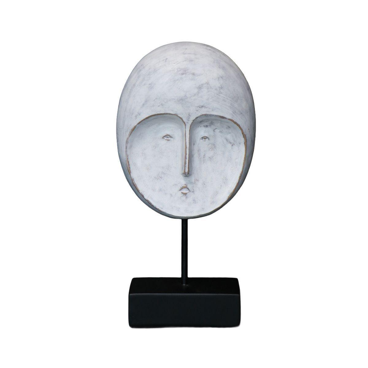 ADORNO MASCARA POLINESIA REDONDA BLANCA POLIRESINA BASE FIERRO 21 x 10 x 41.5 CM-0