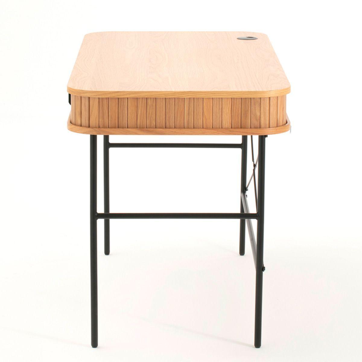 Escritorio Vigeland de Madera Roble Natural 120×60 cm con Puerta Corredera-5