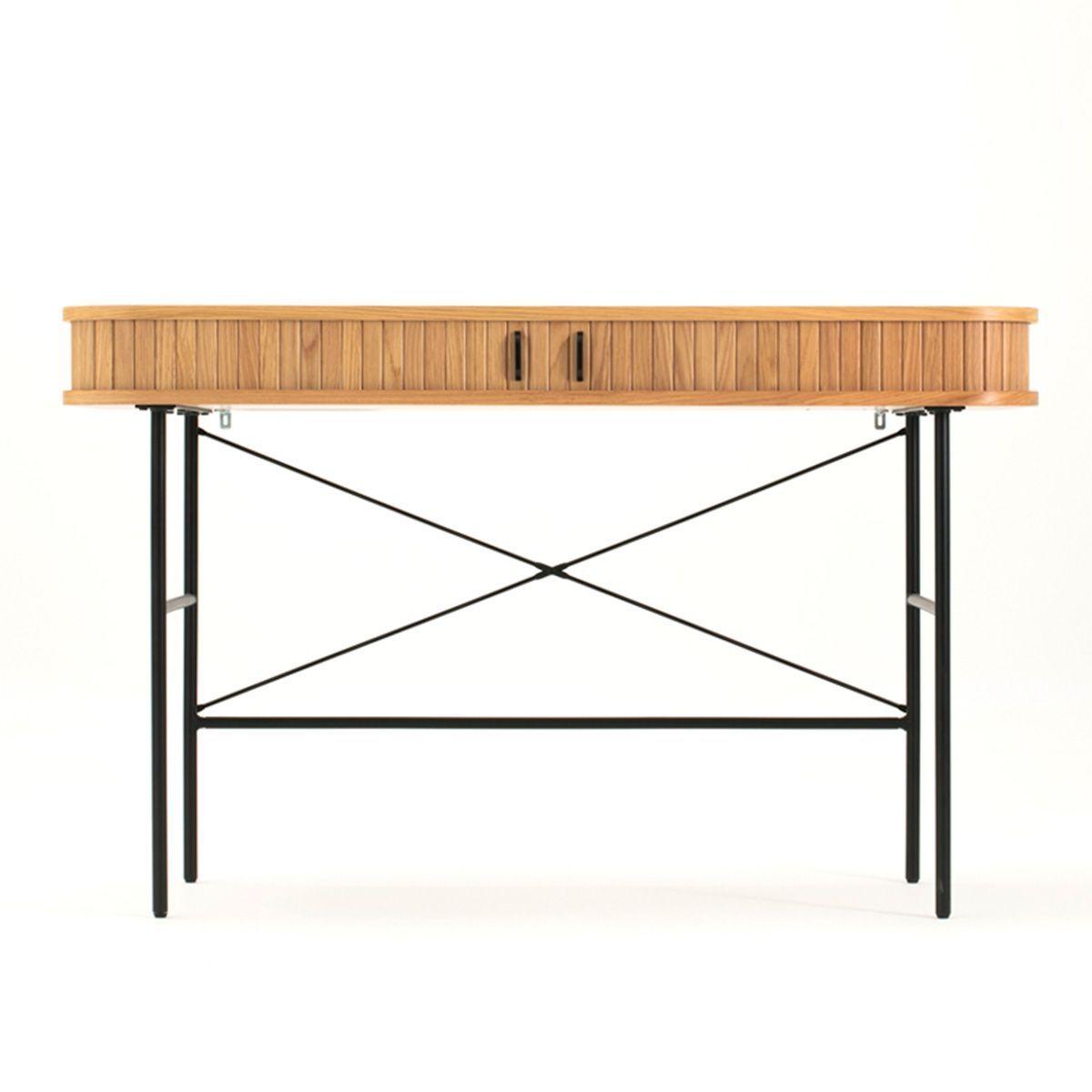 Escritorio Vigeland de Madera Roble Natural 120×60 cm con Puerta Corredera-6