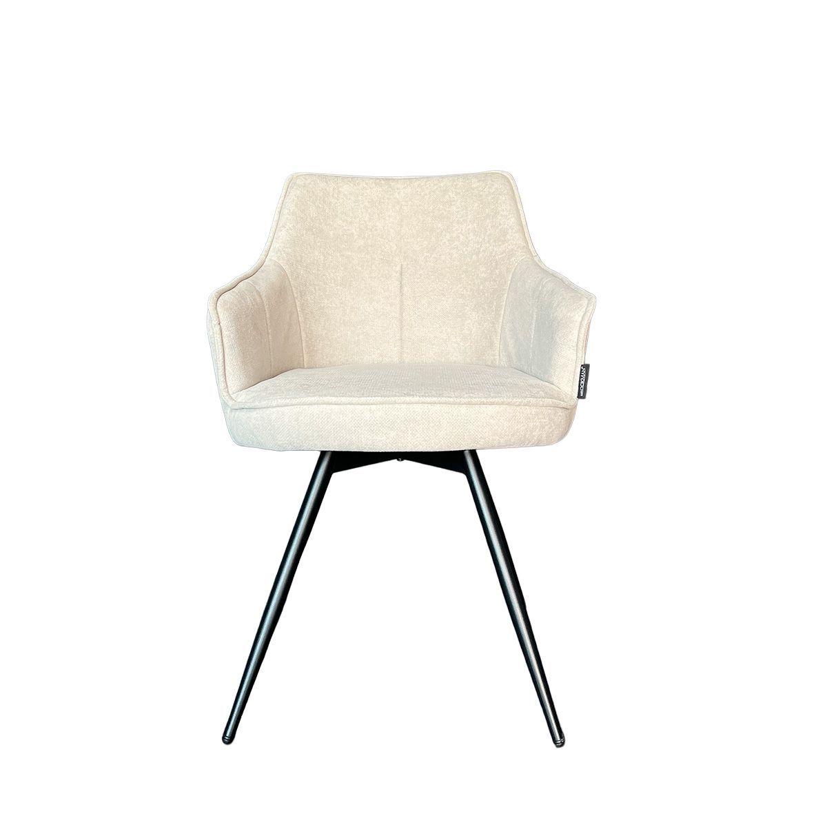 Silla Oliver Con Brazos Tela Gris base Metálica Giratoria Negra-2