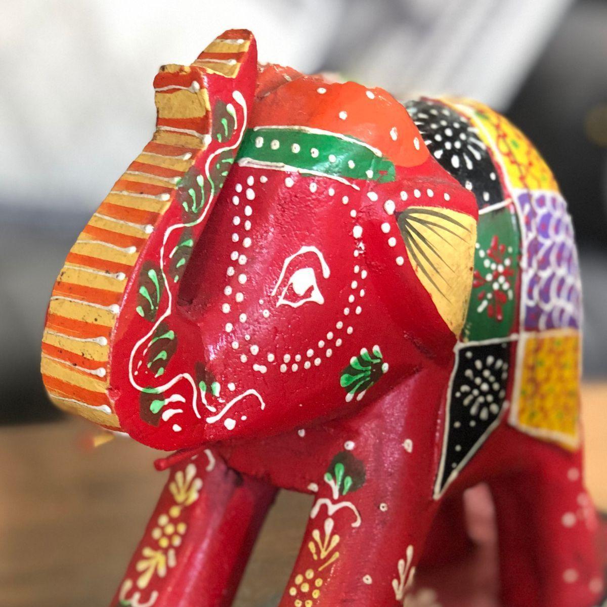Elefante balancín madera decorativo madera teca rojo-4