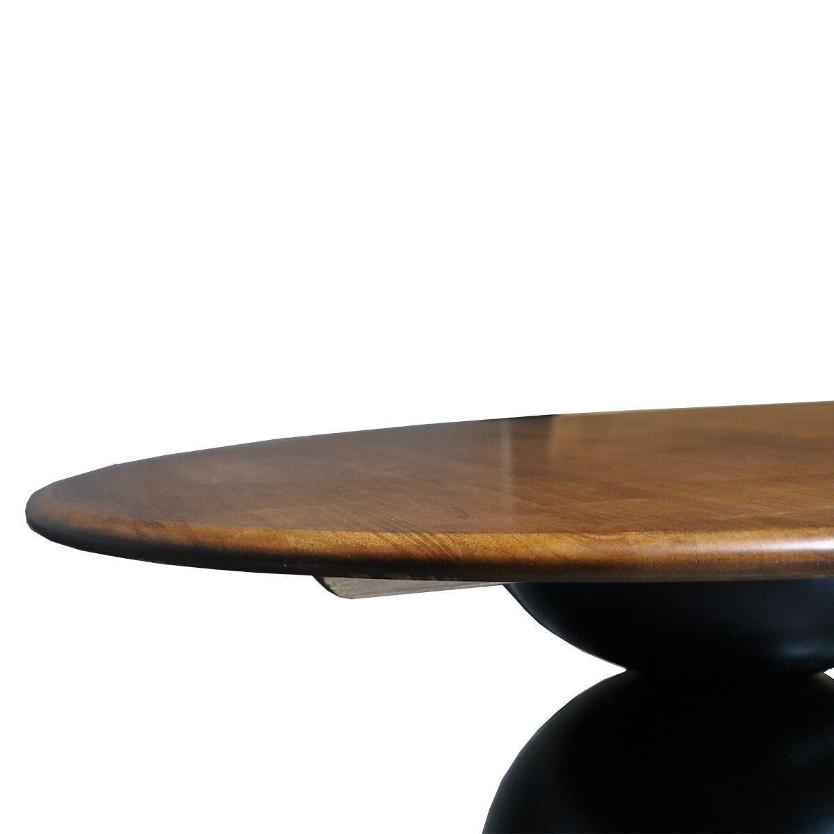 Mesa Comedor Valentin Redonda 120 cm Madera de Caucho Walnut y Base Negra-2