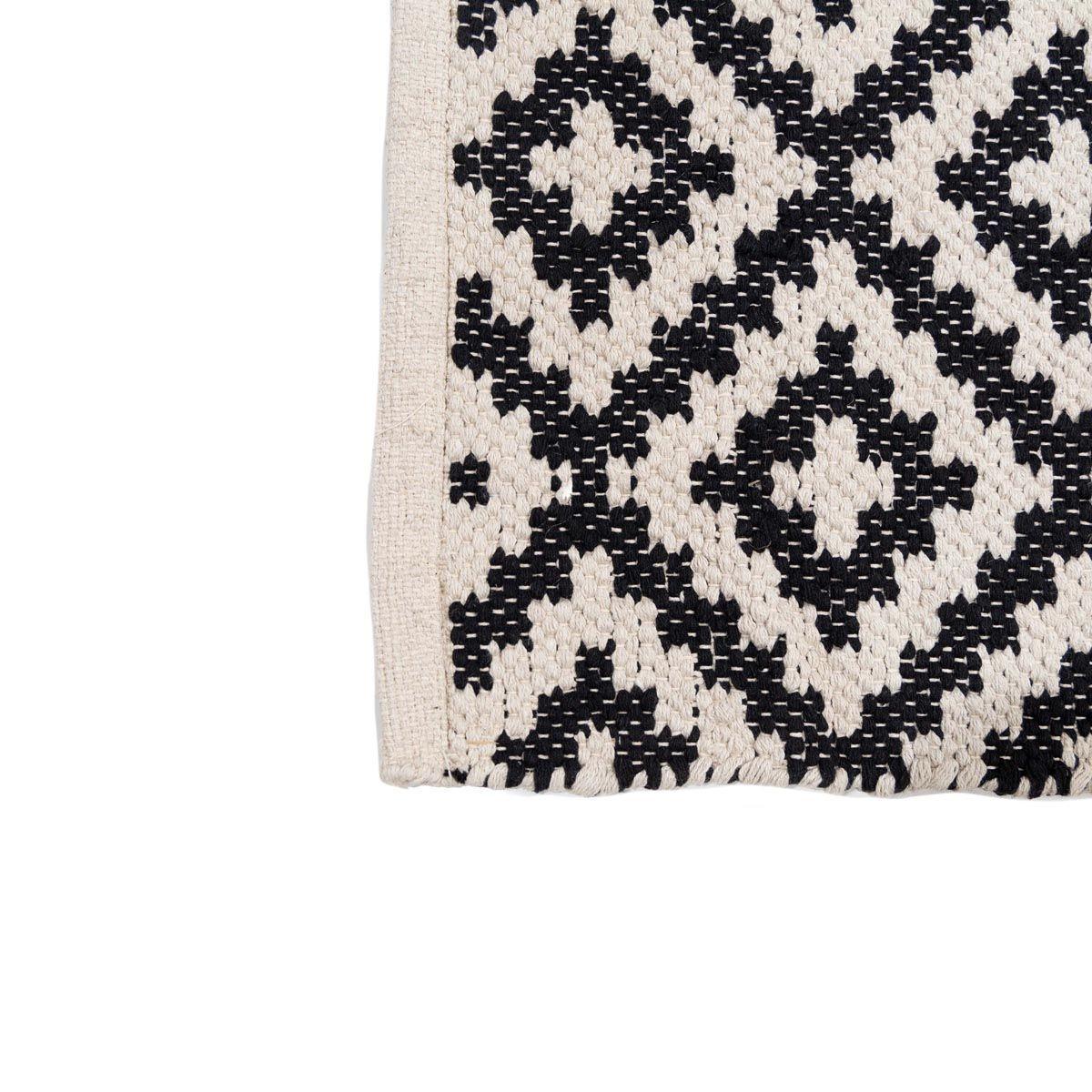 Bajada de cama tribal 100% algodón beige con negro 60x90 cm-2