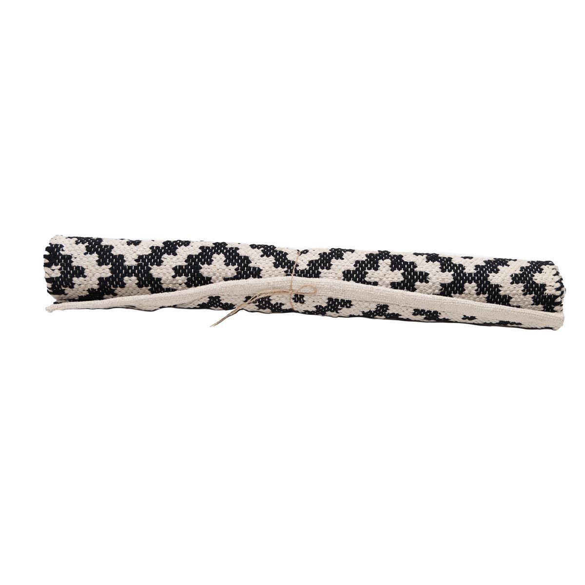 Bajada de cama tribal 100% algodón beige con negro 60x90 cm-4