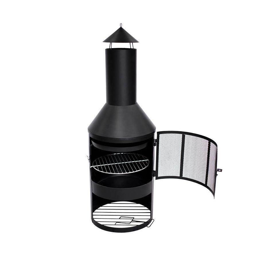 Chimenea OREGON de Acero Negro para Exterior Fuego a Carbón o Leña-2