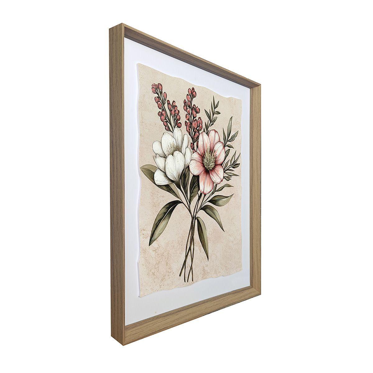 Cuadro Decorativo La Flor 2 Canvas HD Pintado a Mano Marco Natural 50x60 cm-3