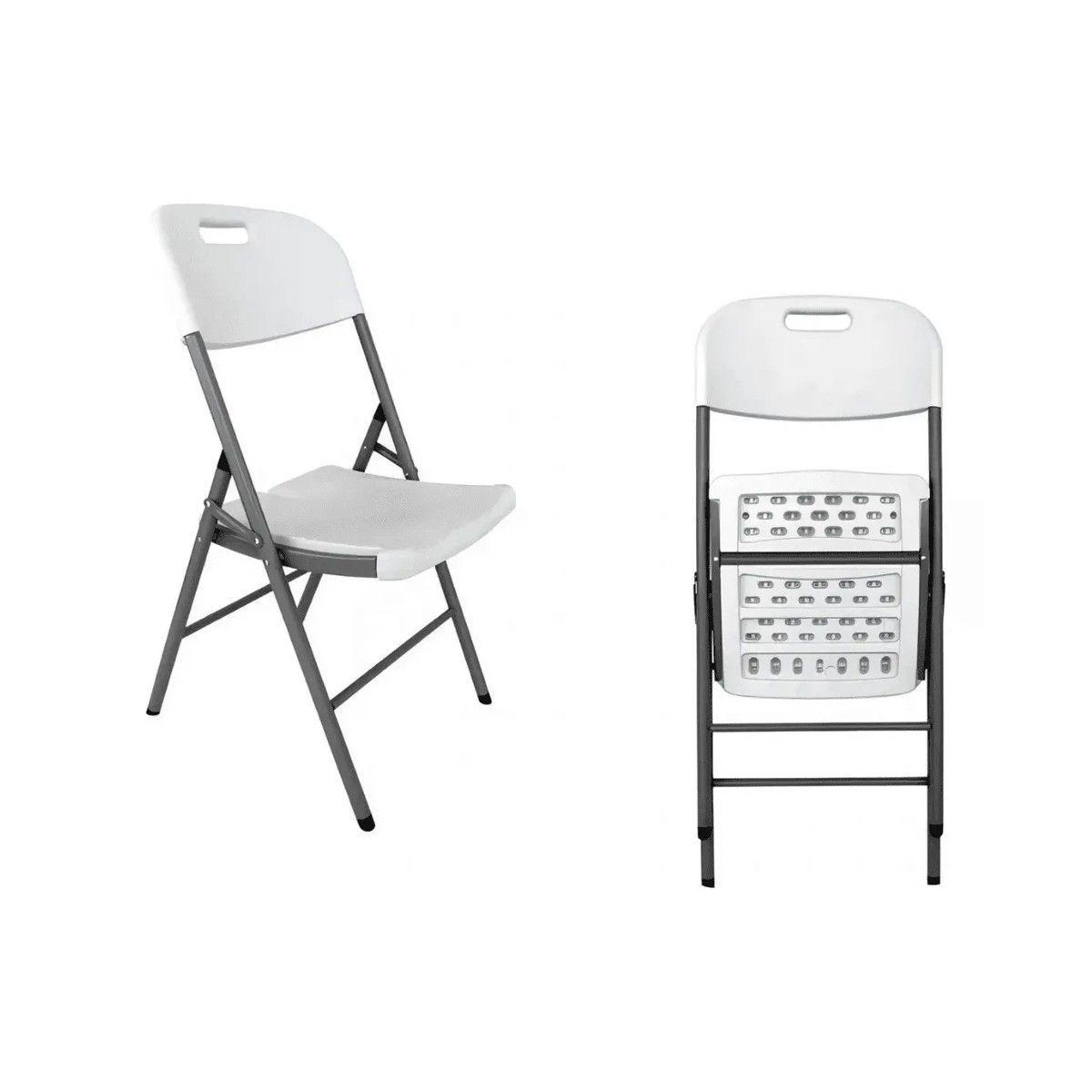 Silla Plegable para Eventos Blanca HDPE Reforzada con Estructura de Acero-3