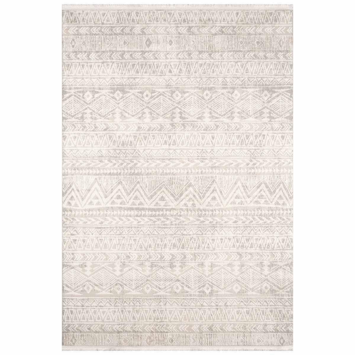 Alfombra Turca Vaivien Rectangular Poliéster Beige con Blanco 160 x 230 cm-0