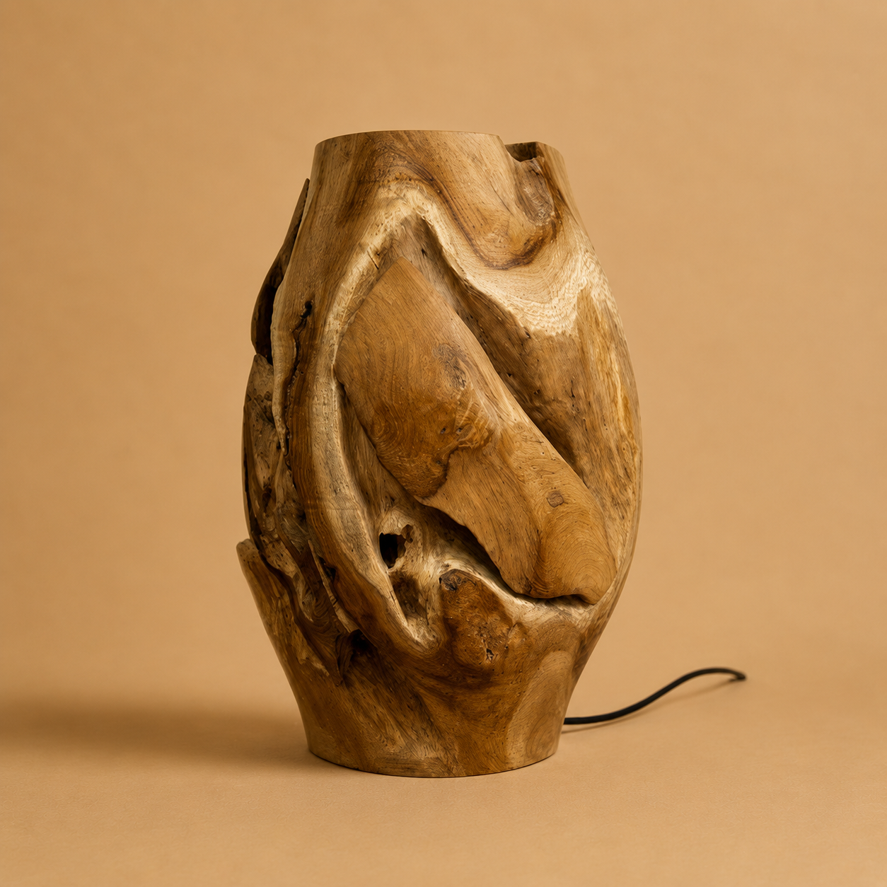 L mpara de Sobremesa Naga 20x40 cm en Madera de Teca - Ampolleta No incluida-2