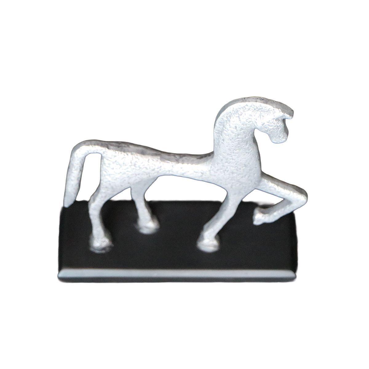 ADORNO CABALLO AUSTERO POLIRESINA GRIS PLATA 19,5 x 6,8 x 23 cm-2