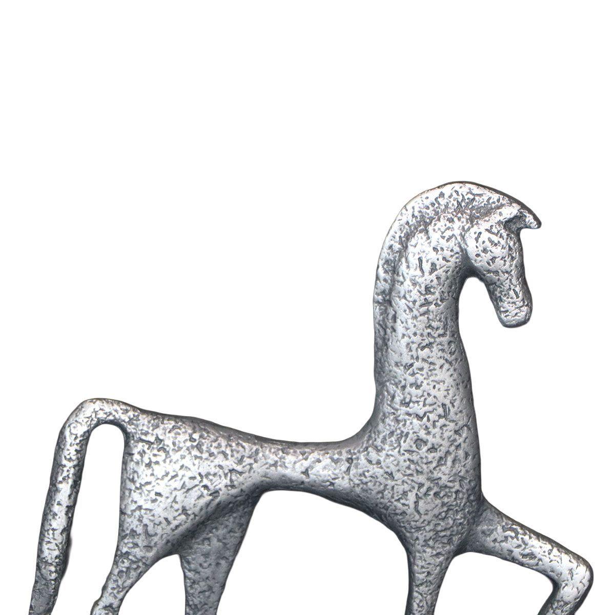ADORNO CABALLO AUSTERO POLIRESINA GRIS PLATA 19,5 x 6,8 x 23 cm-3