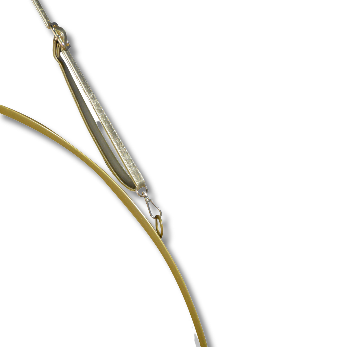 Espejo Redondo Colgante Dorado 60 cm con Correa Decorativa-3