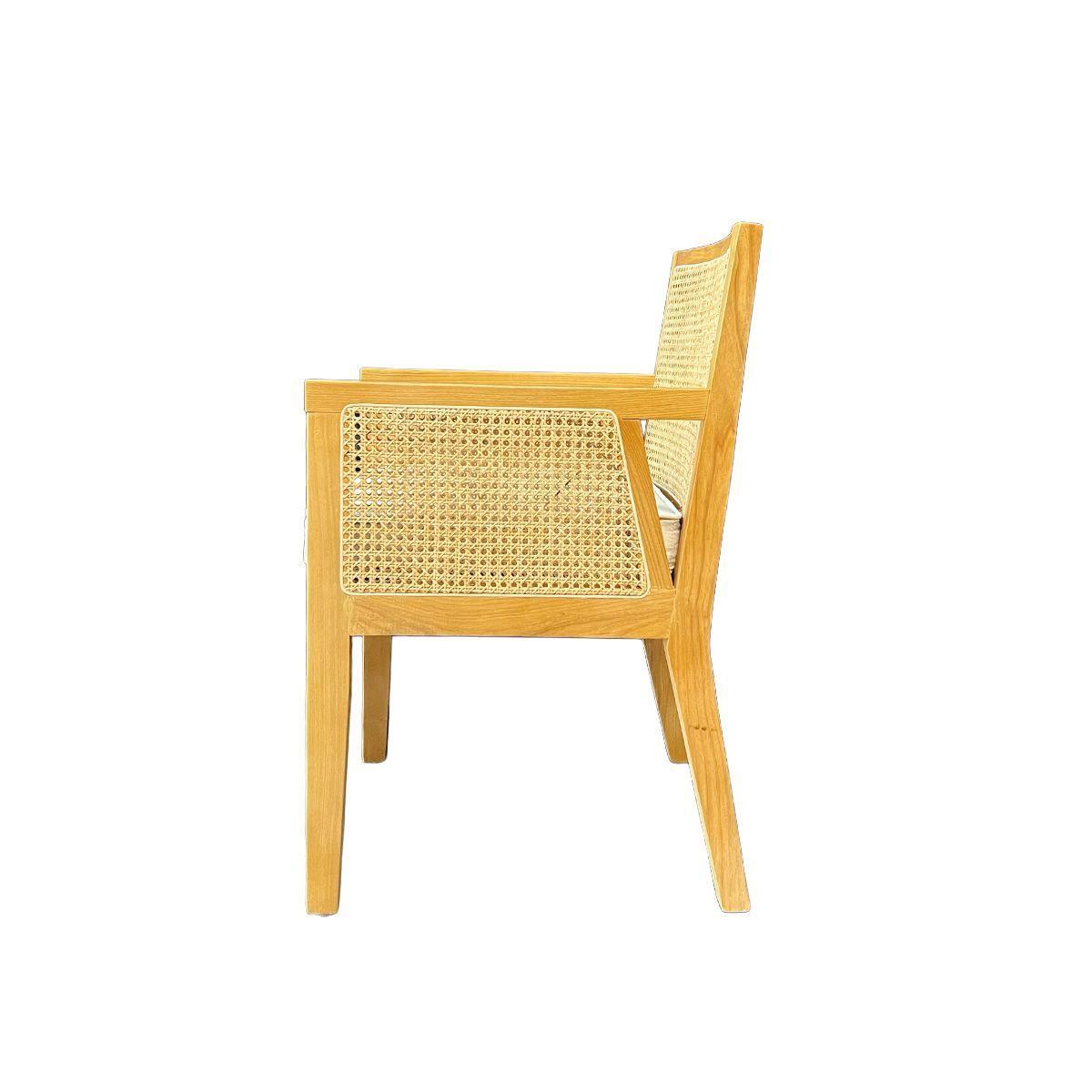 Silla New Naura Con Brazos Madera de Fresno y Ratán Natural con Cojín Incluido-3