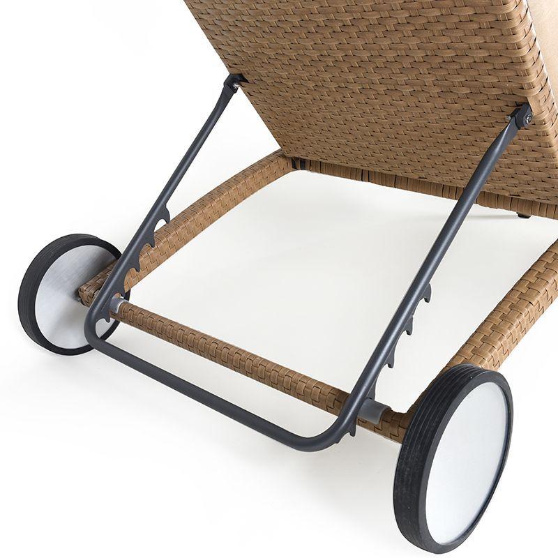 Reposera de Aluminio y Rattan Beige con Ruedas-2