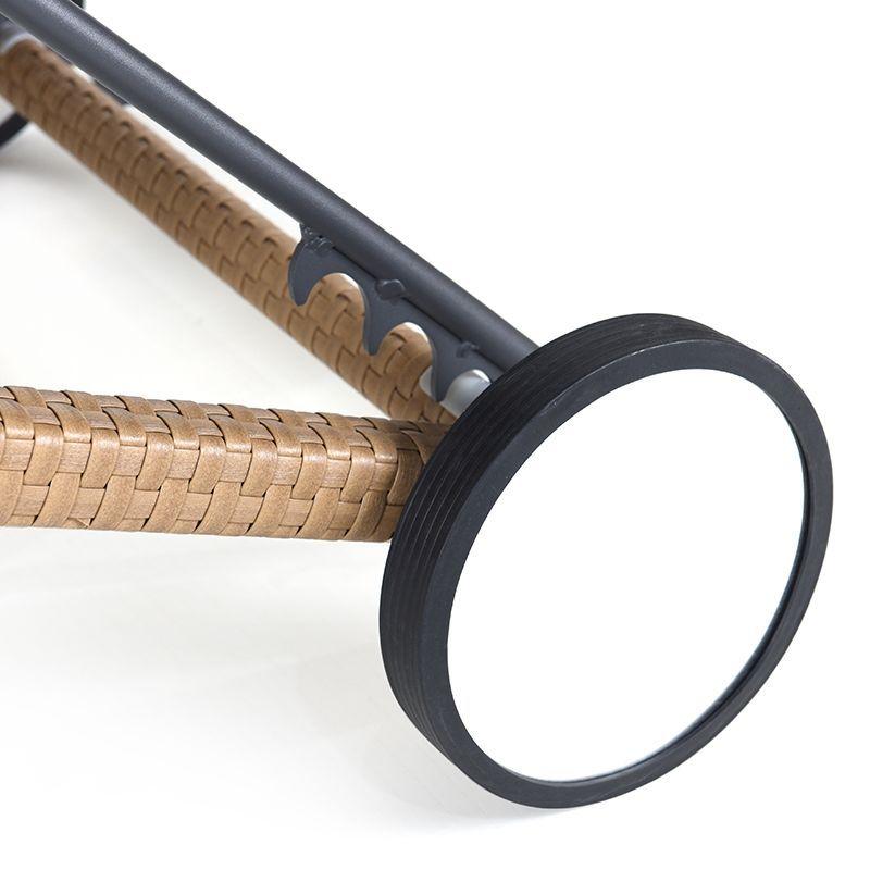 Reposera de Aluminio y Rattan Beige con Ruedas-3