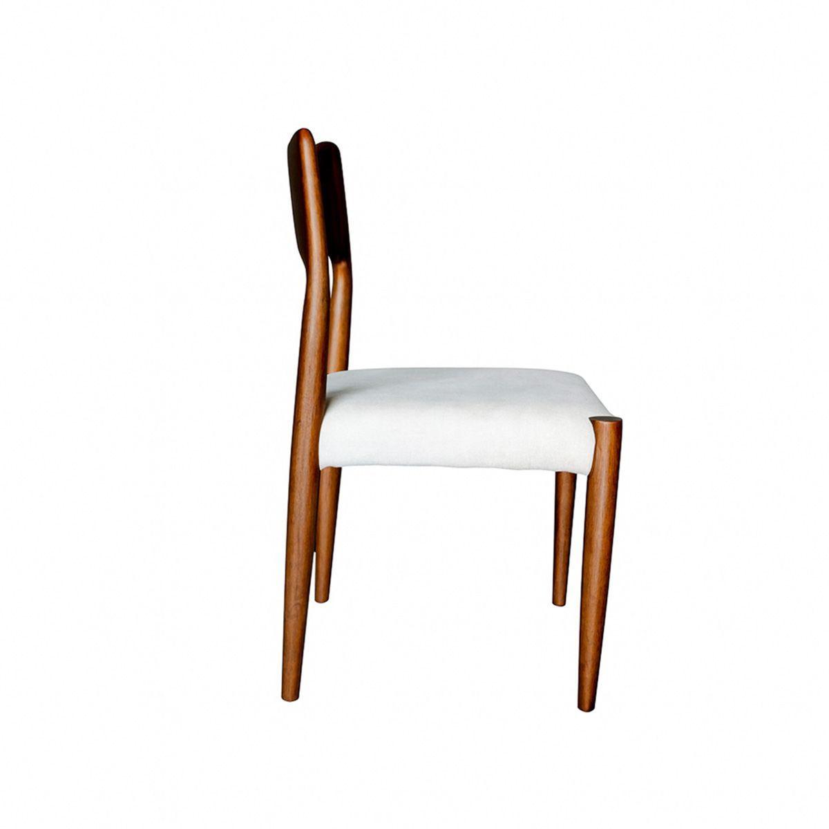 Silla Juliet Madera Caucho Walnut Asiento Lino 58x55x80 cm -2