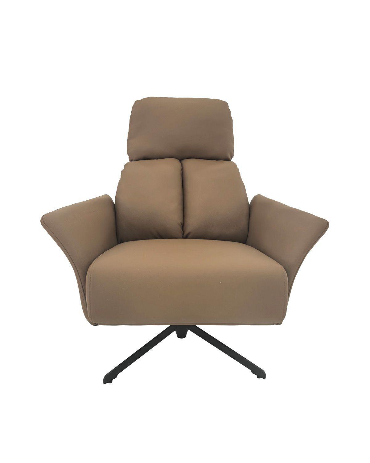 SILLON GIRATORIO SILVERSTONE EN ECO CUERO CAF Y ACERO NEGRO 87 52 98-4