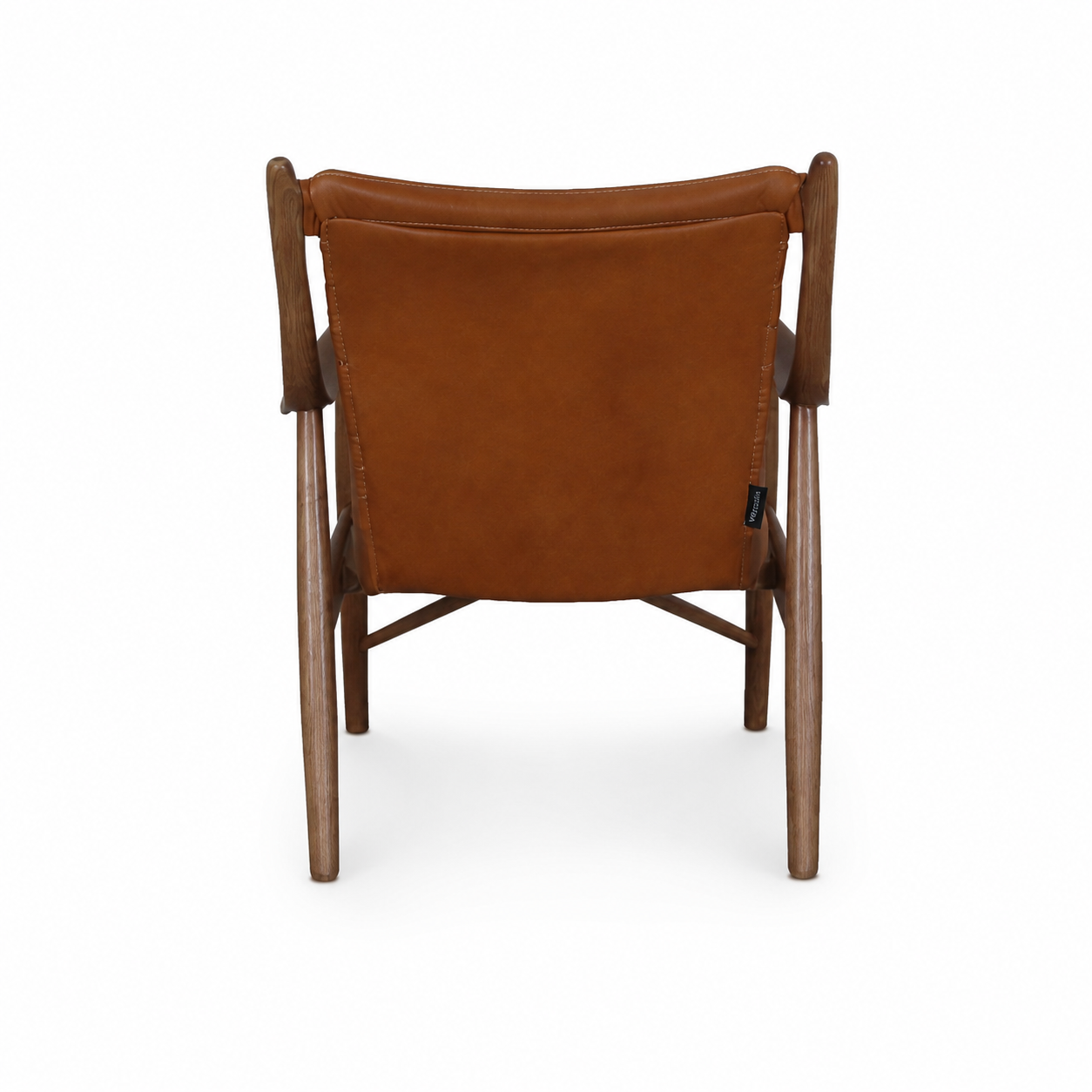 POLTRONA ELLIAH MADERA DE FRESNO Y CUERO FULL GRAIN COGNAC 69 71 83 CM-4