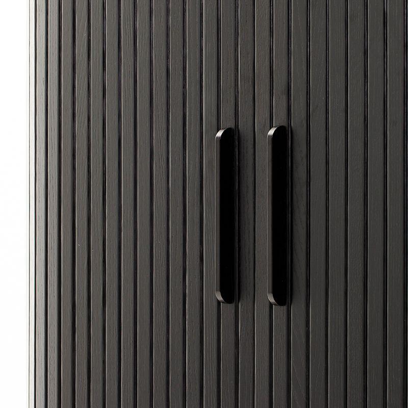 Buffet Alto Oslo madera de roble con puerta corredera negra y patas metálicas 100 × 40 × 118 cm.-6