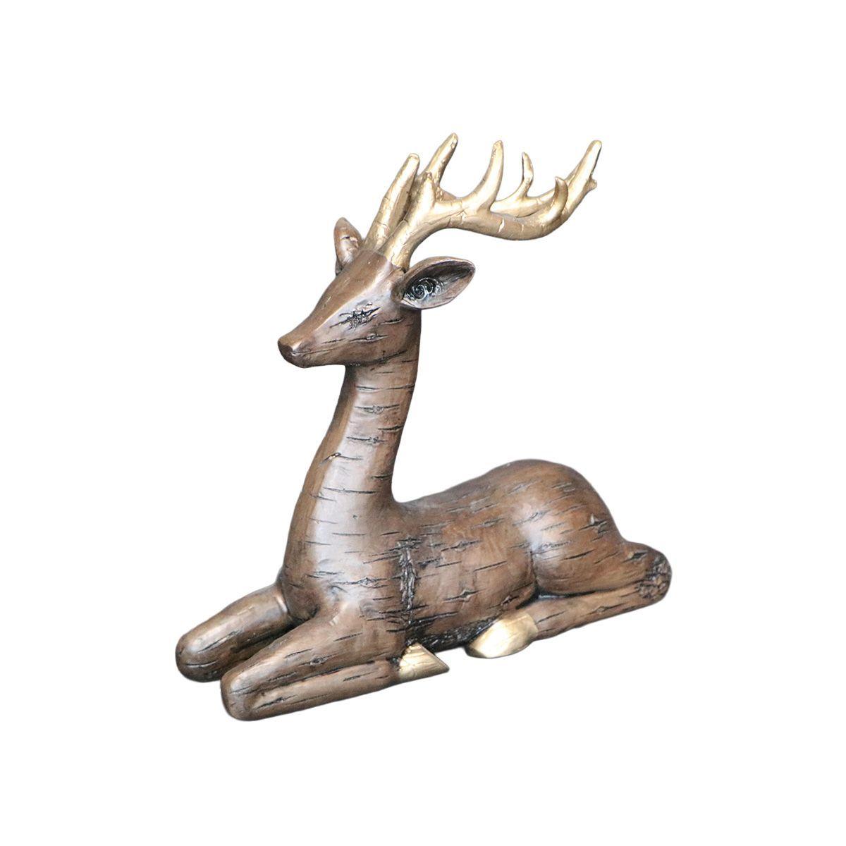 ADORNO VENADO BAMBI ACOSTADO POLIRESINA COÑAC 28 x 10 x 27 CM-2